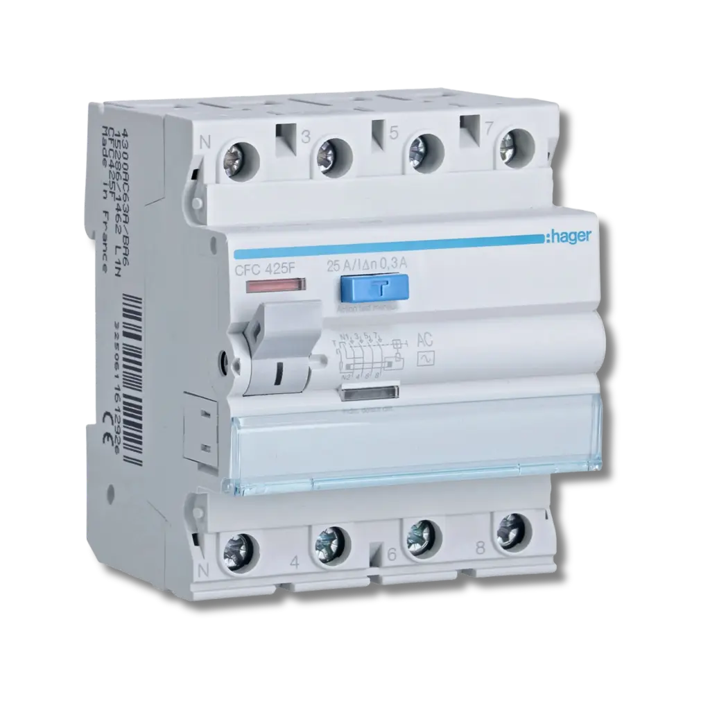 Interrupteur différentiel 4P 25A 300mA type AC