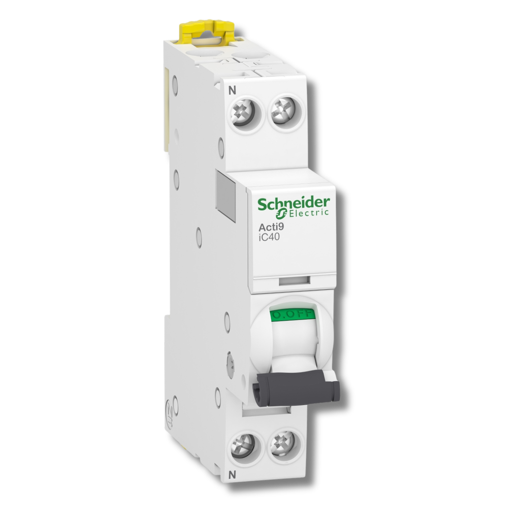 Disjoncteur miniature (MCB), Acti9 iC40, 1P+N, 16 A, courbe C, 4 500 A (IEC/EN 60898-1), 6 kA (IEC/EN 60947-2)